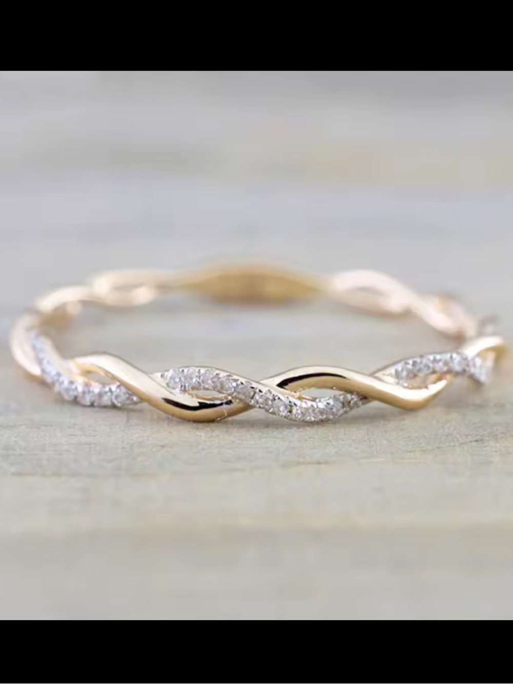 Delicate Twisted Pave Band - Rose Gold